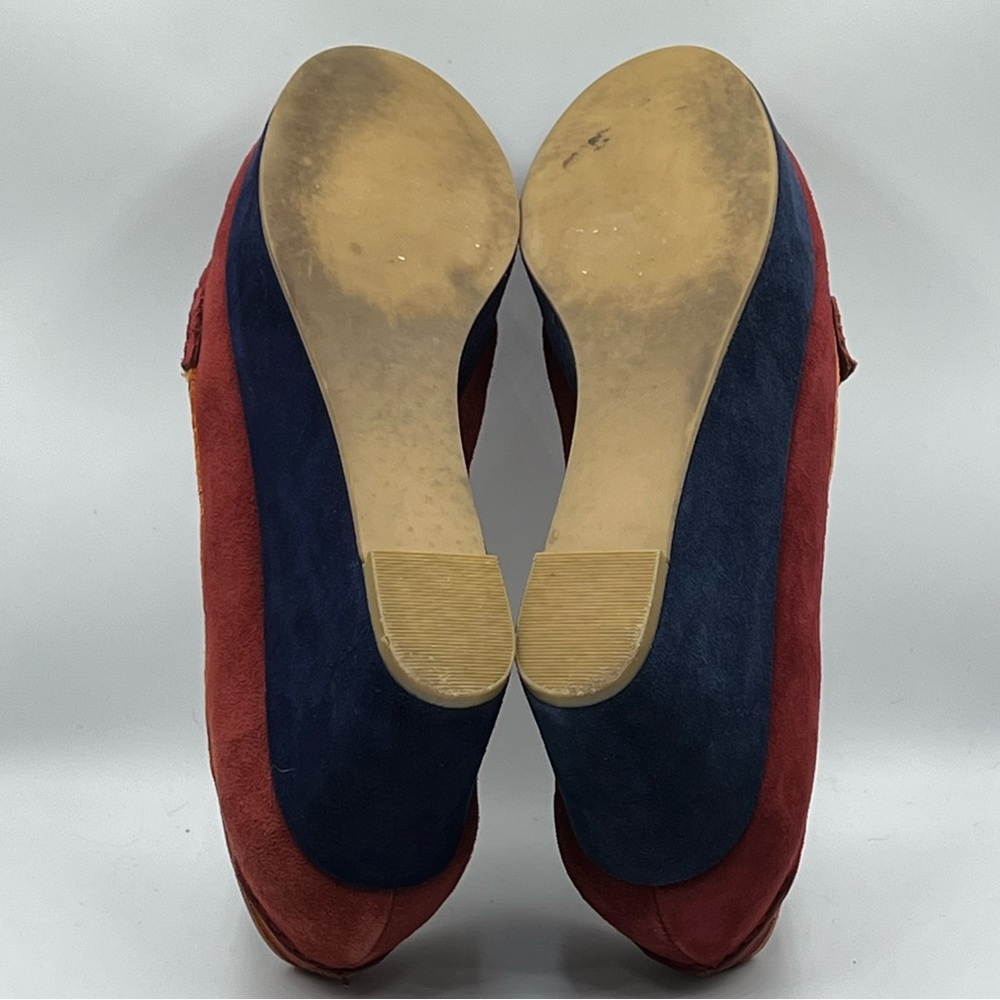 Pilcro & The Letterpress Blue Red Orange Wedge Loafer Sz. 8.5 Anthropology - Picture 7 of 8